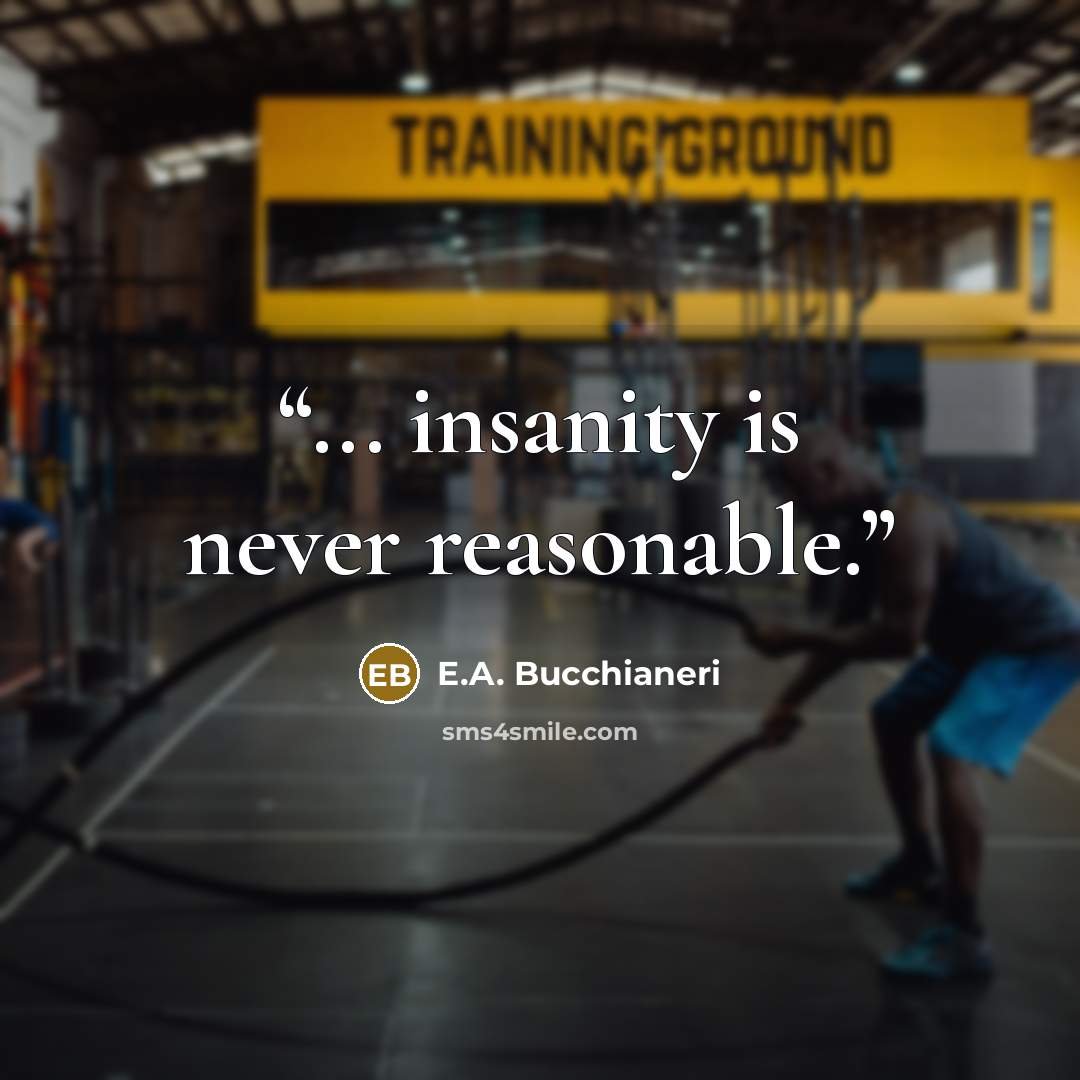 “... insanity is never reasonable.” quote by E.A. Bucchianeri