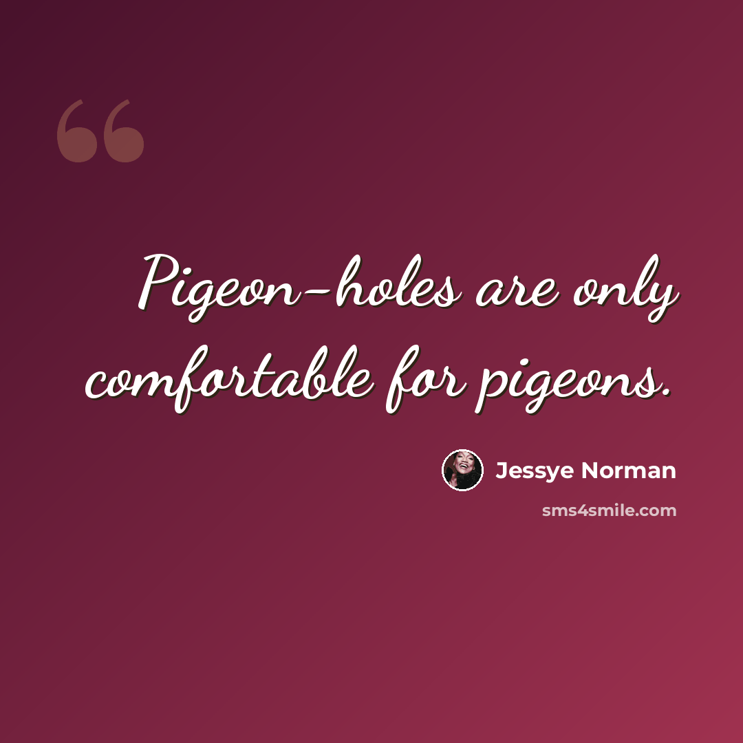 “Pigeon-holes are only comfortable for pigeons.” quote by Jessye Norman