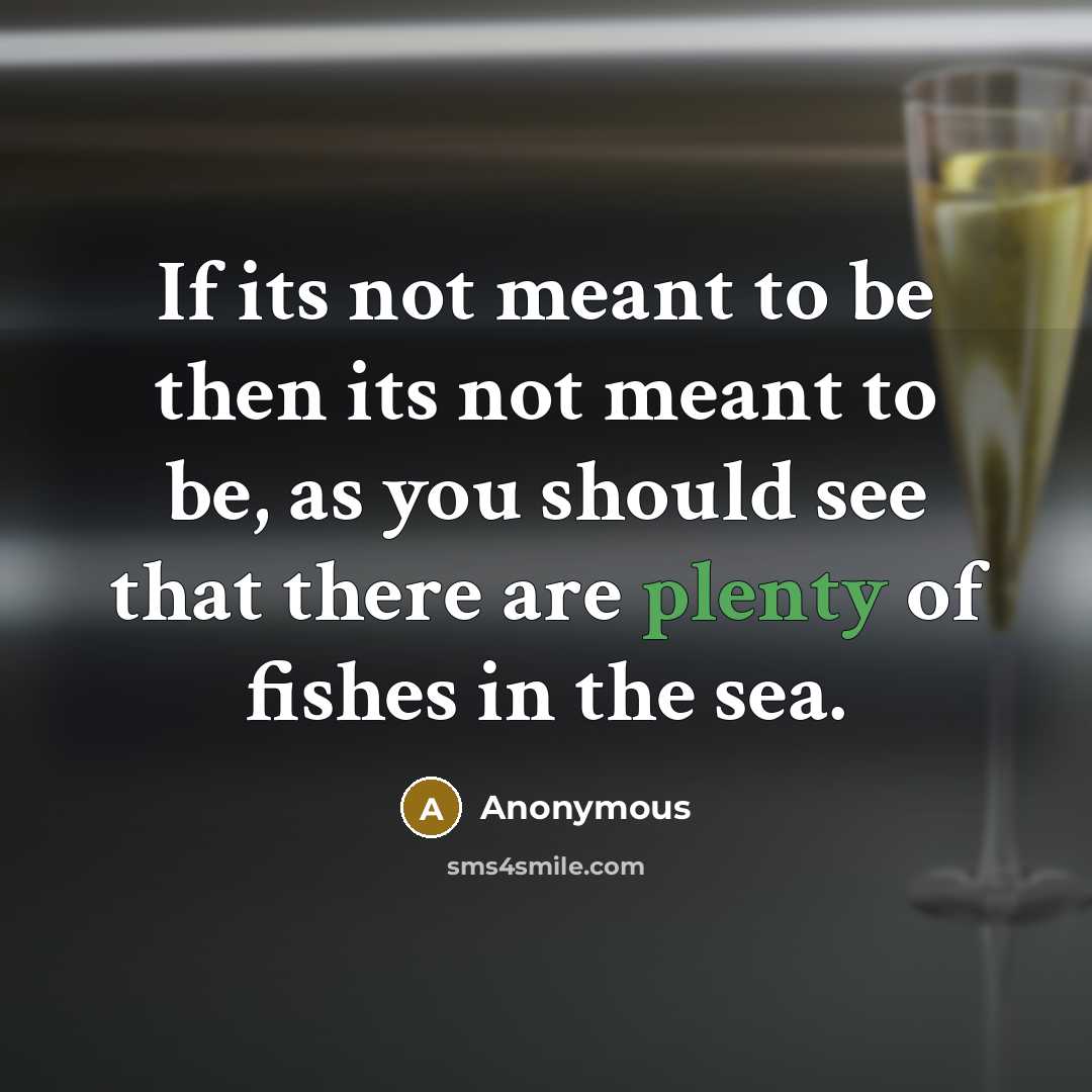 “If its not meant to be then its not meant to be, as you should see that there are plenty of fishes in the sea.” quote by Anonymous