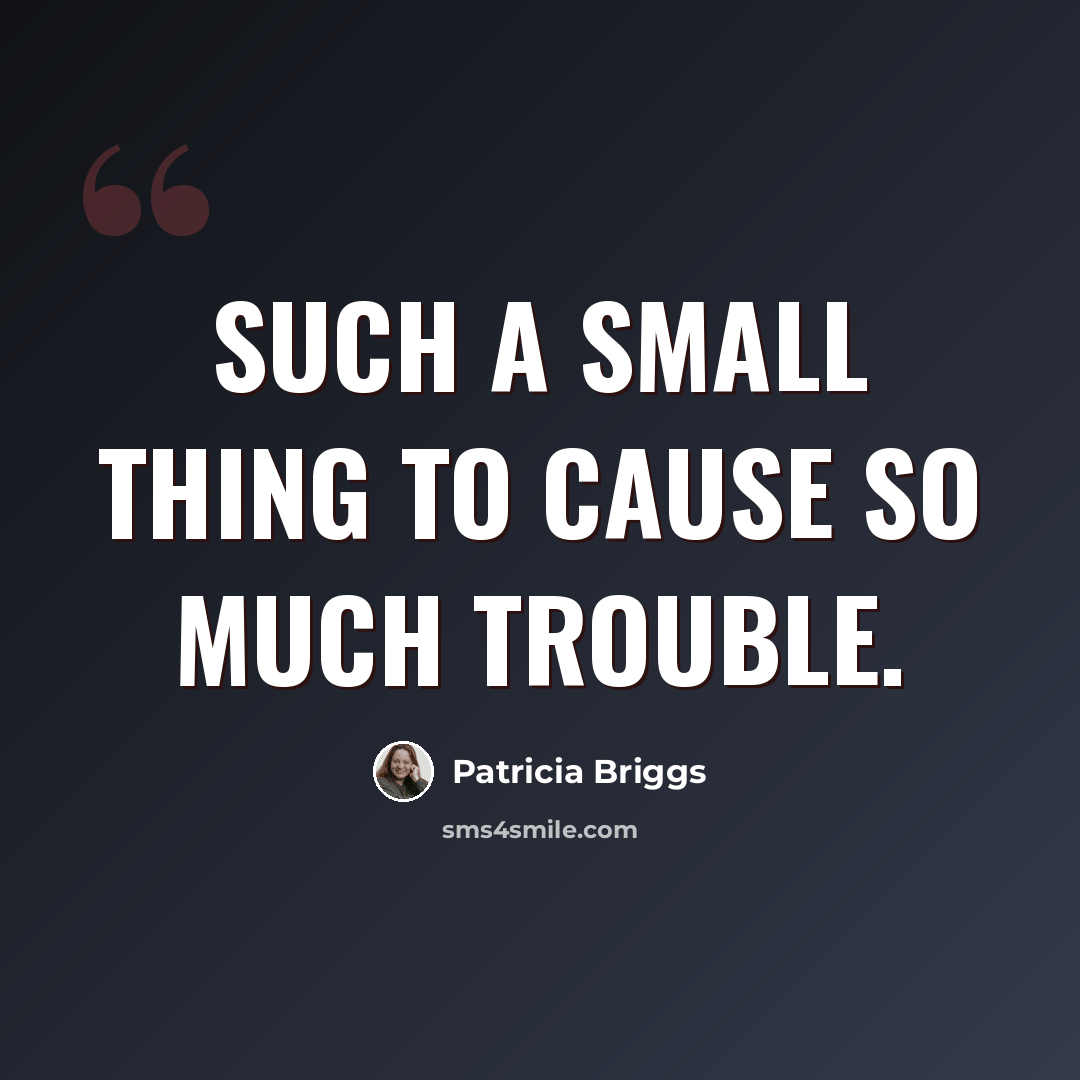 “Such a small thing to cause so much trouble.” quote by Patricia Briggs