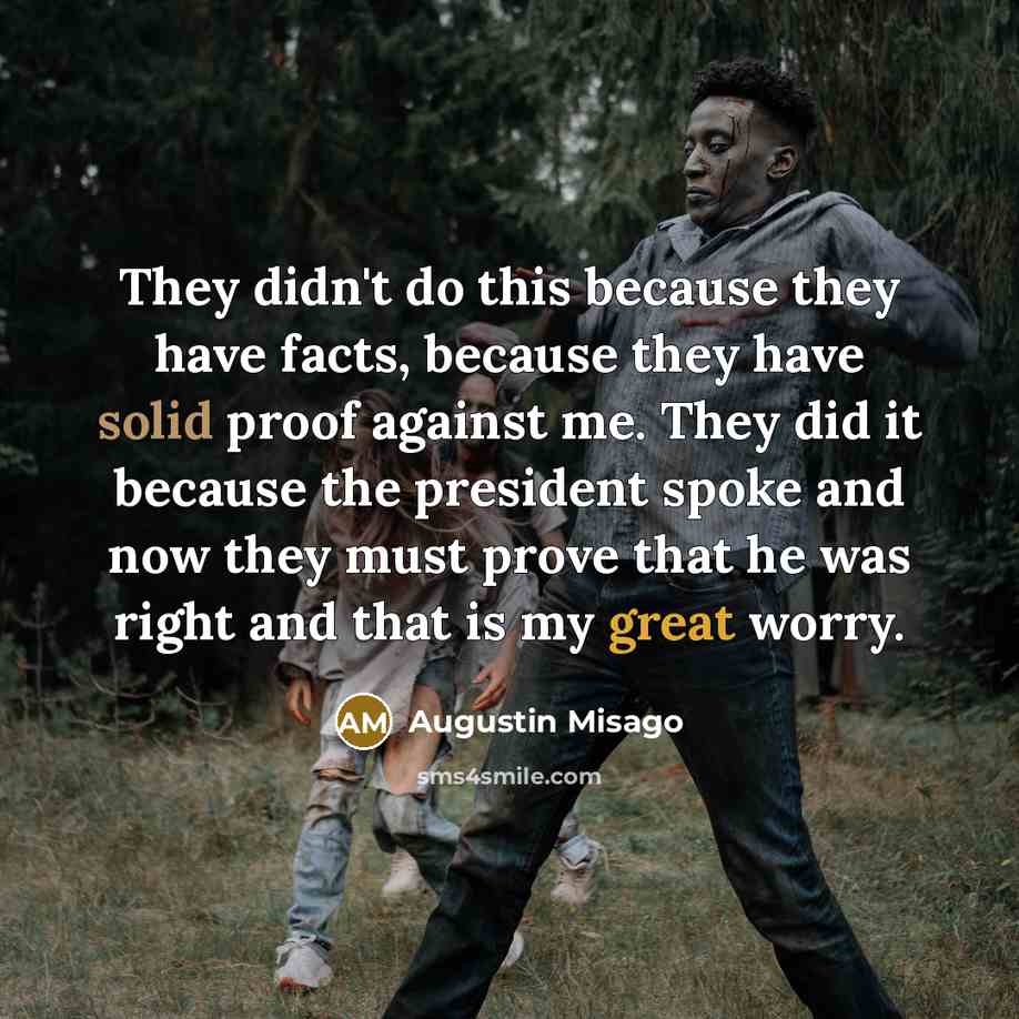 “They didn't do this because they have facts, because they have solid proof against me. They did it because the president spoke and now they must prove that he was right and that is my great worry.” quote by Augustin Misago