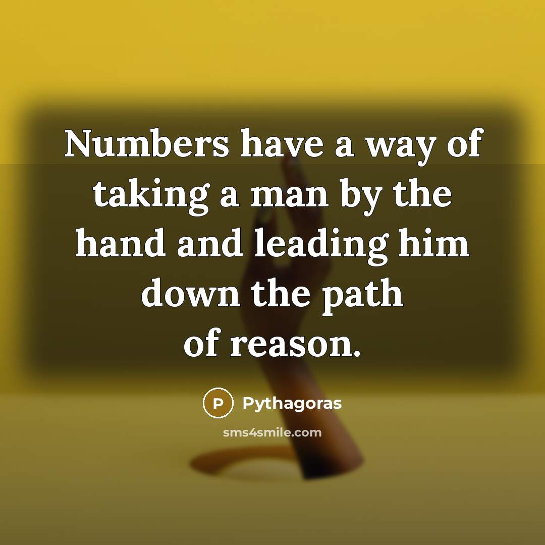 “Numbers have a way of taking a man by the hand and leading him down the path of reason.” quote by Pythagoras