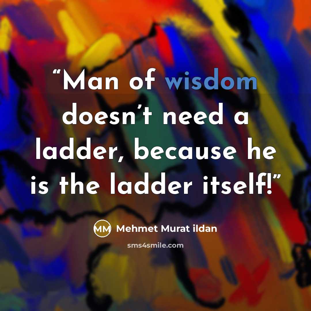 “Man of wisdom doesn’t need a ladder, because he is the ladder itself!” quote by Mehmet Murat ildan