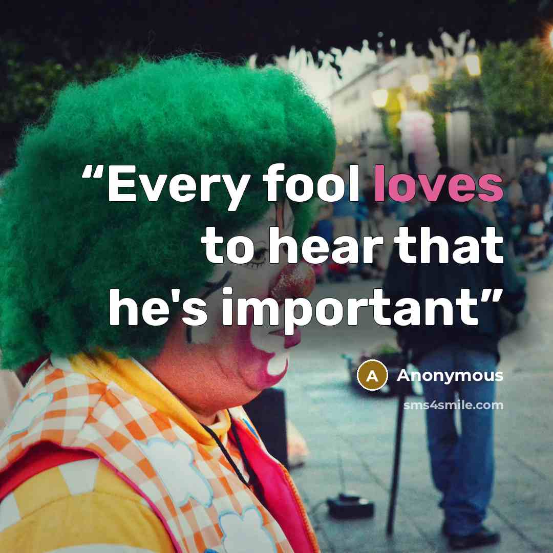 “Every fool loves to hear that he's important” quote by Anonymous