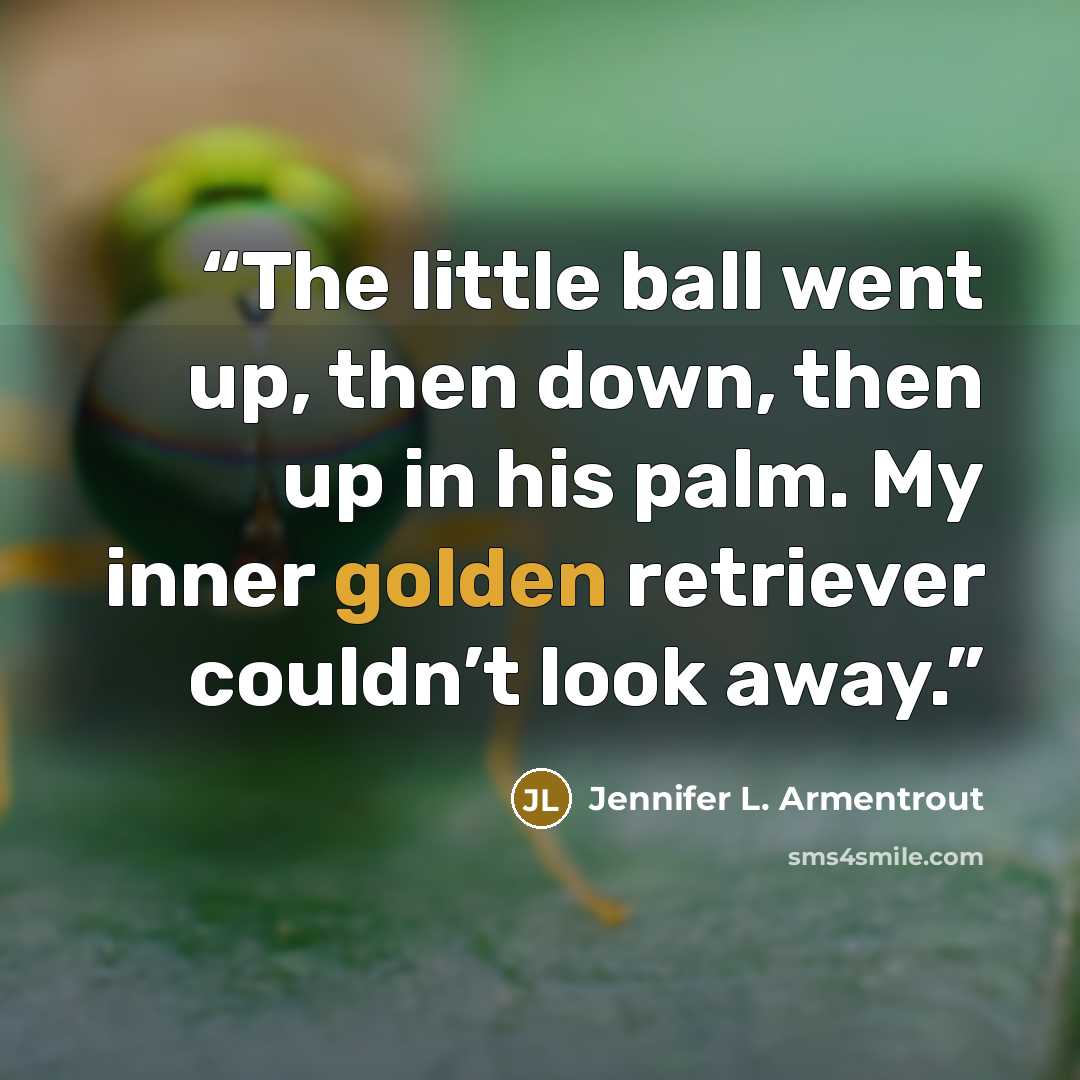 “The little ball went up, then down, then up in his palm. My inner golden retriever couldn’t look away.” quote by Jennifer L. Armentrout