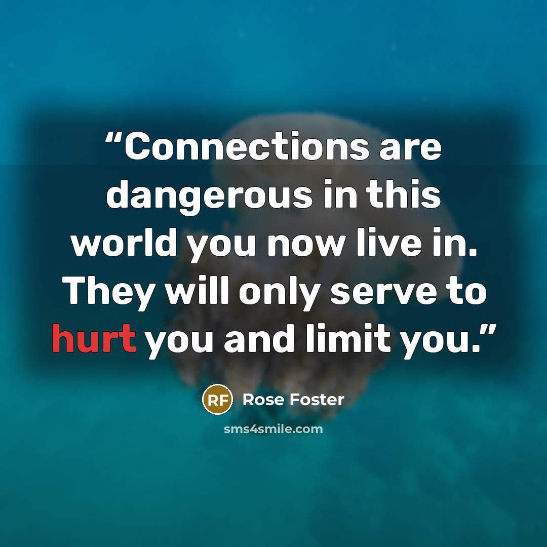 “Connections are dangerous in this world you now live in. They will only serve to hurt you and limit you.” quote by Rose Foster