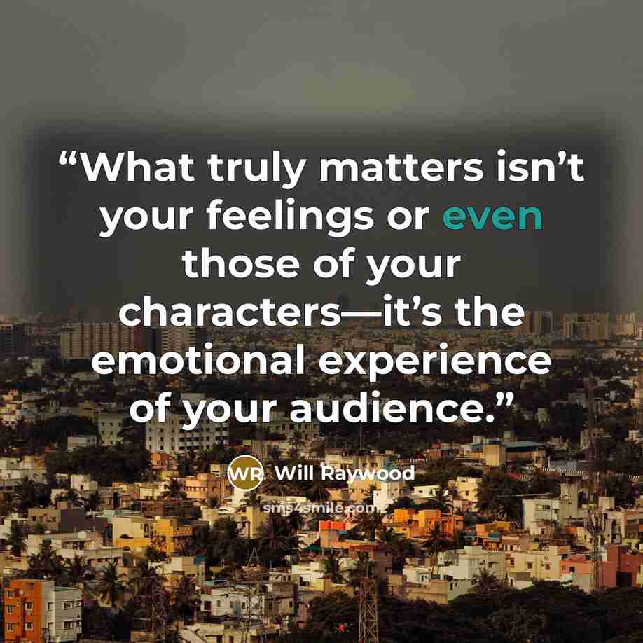 “What truly matters isn’t your feelings or even those of your characters—it’s the emotional experience of your audience.” quote by Will Raywood