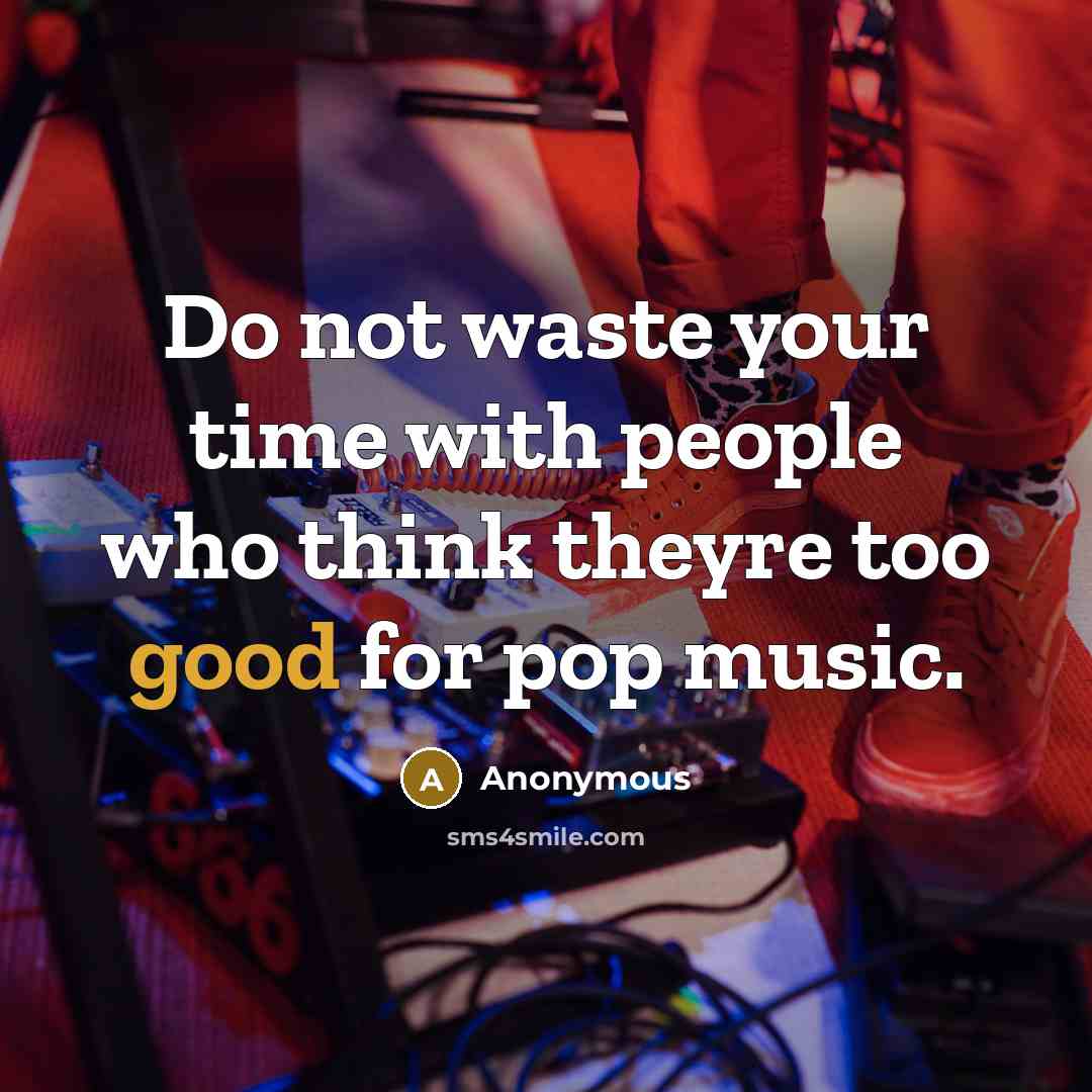 “Do not waste your time with people who think theyre too good for pop music.” quote by Anonymous