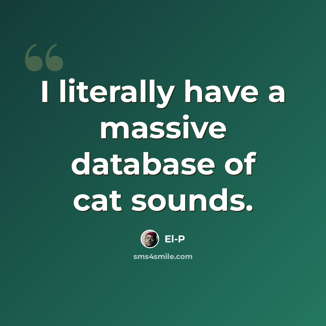 “I literally have a massive database of cat sounds.” quote by El-P