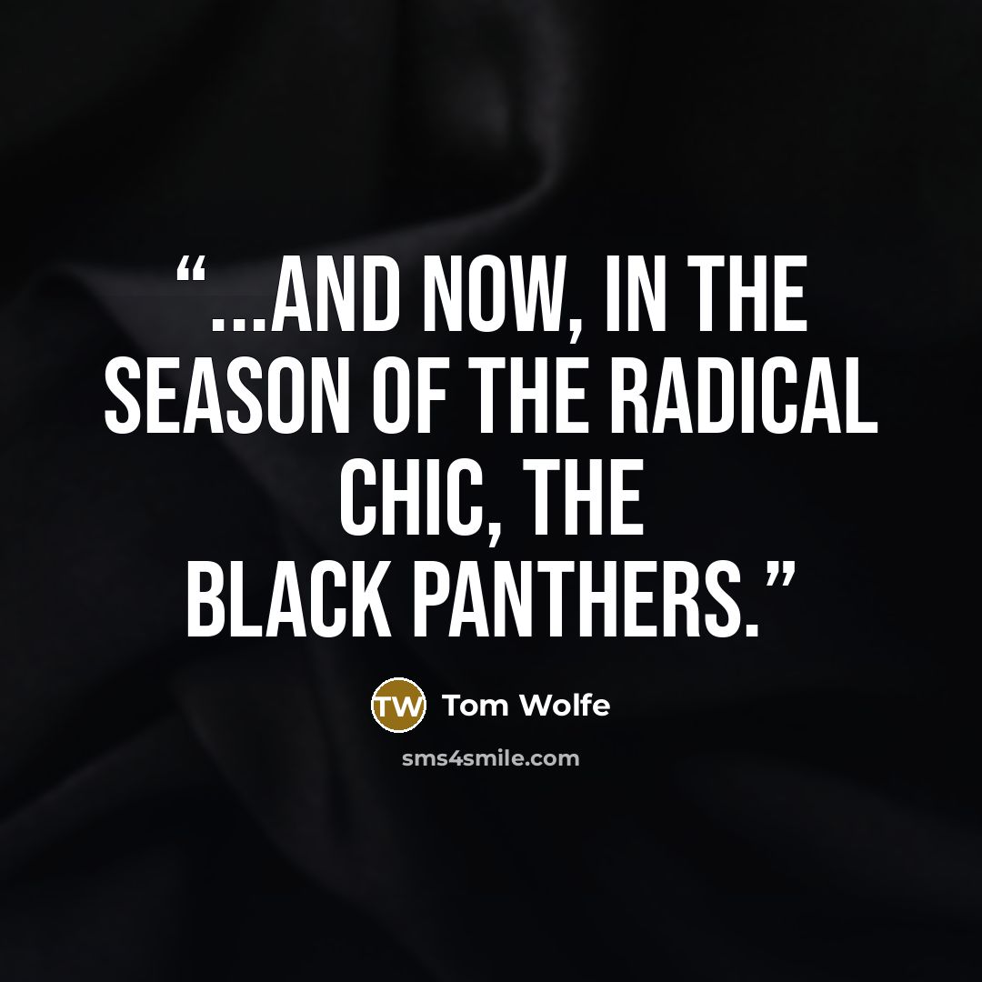 “...and now, in the season of the Radical Chic, the Black Panthers.” quote by Tom Wolfe