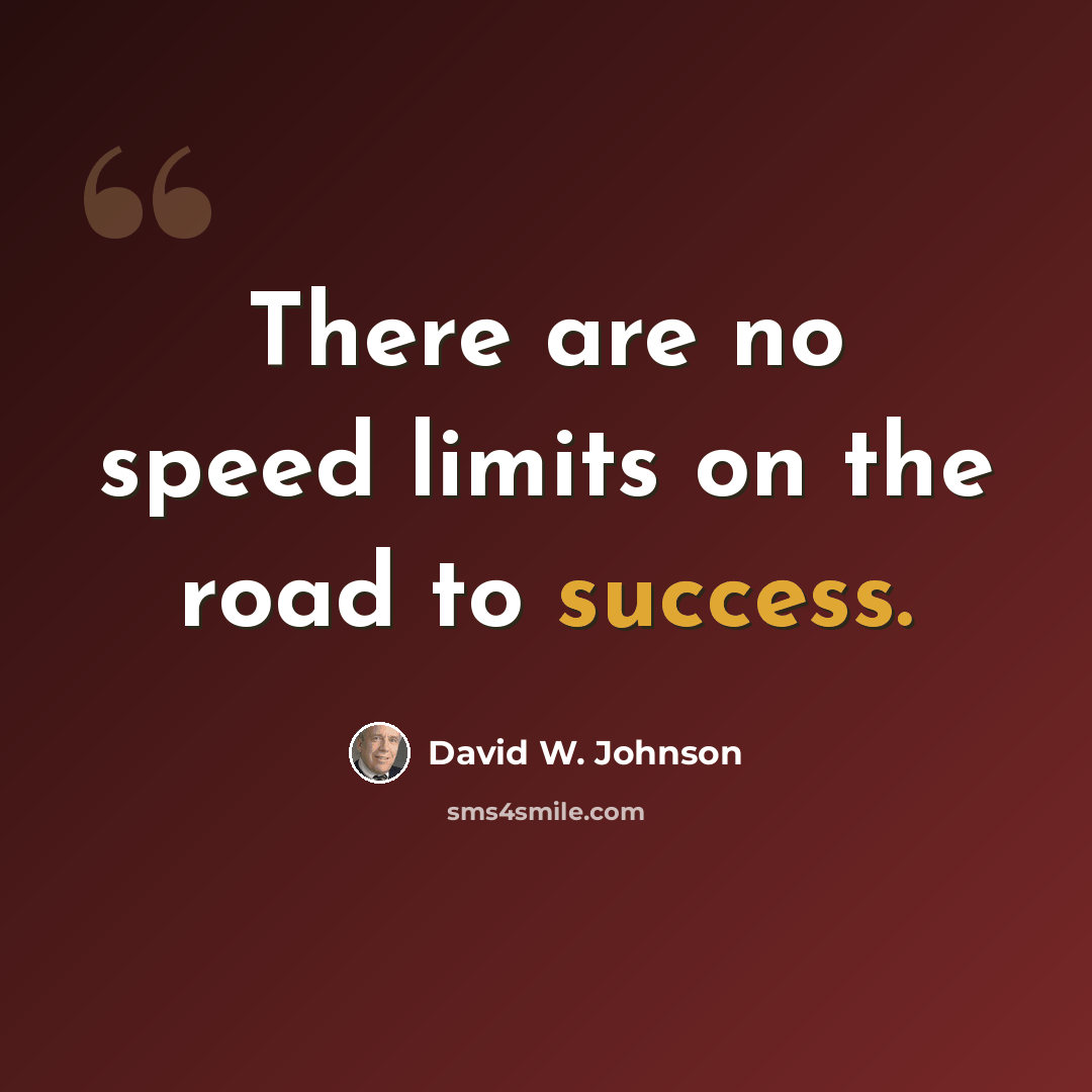 “There are no speed limits on the road to success.” quote by David W. Johnson