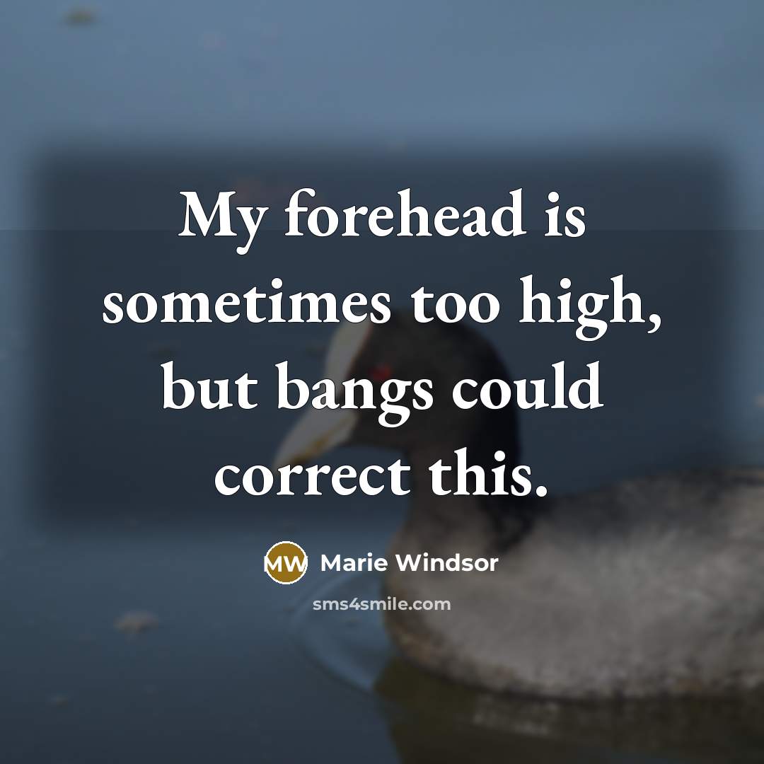 “My forehead is sometimes too high, but bangs could correct this.” quote by Marie Windsor