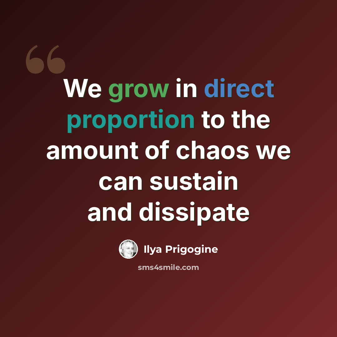 “We grow in direct proportion to the amount of chaos we can sustain and dissipate” quote by Ilya Prigogine