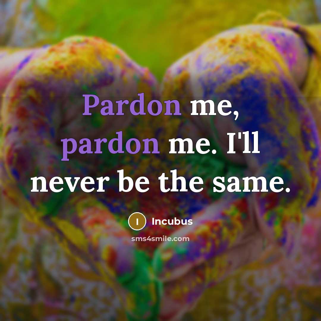 “Pardon me, pardon me. I'll never be the same.” quote by Incubus