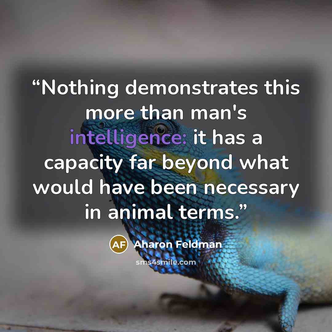 “Nothing demonstrates this more than man's intelligence: it has a capacity far beyond what would have been necessary in animal terms.” quote by Aharon Feldman