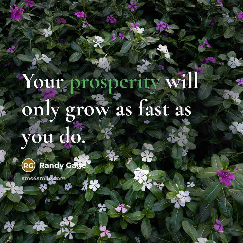 “Your prosperity will only grow as fast as you do.” quote by Randy Gage