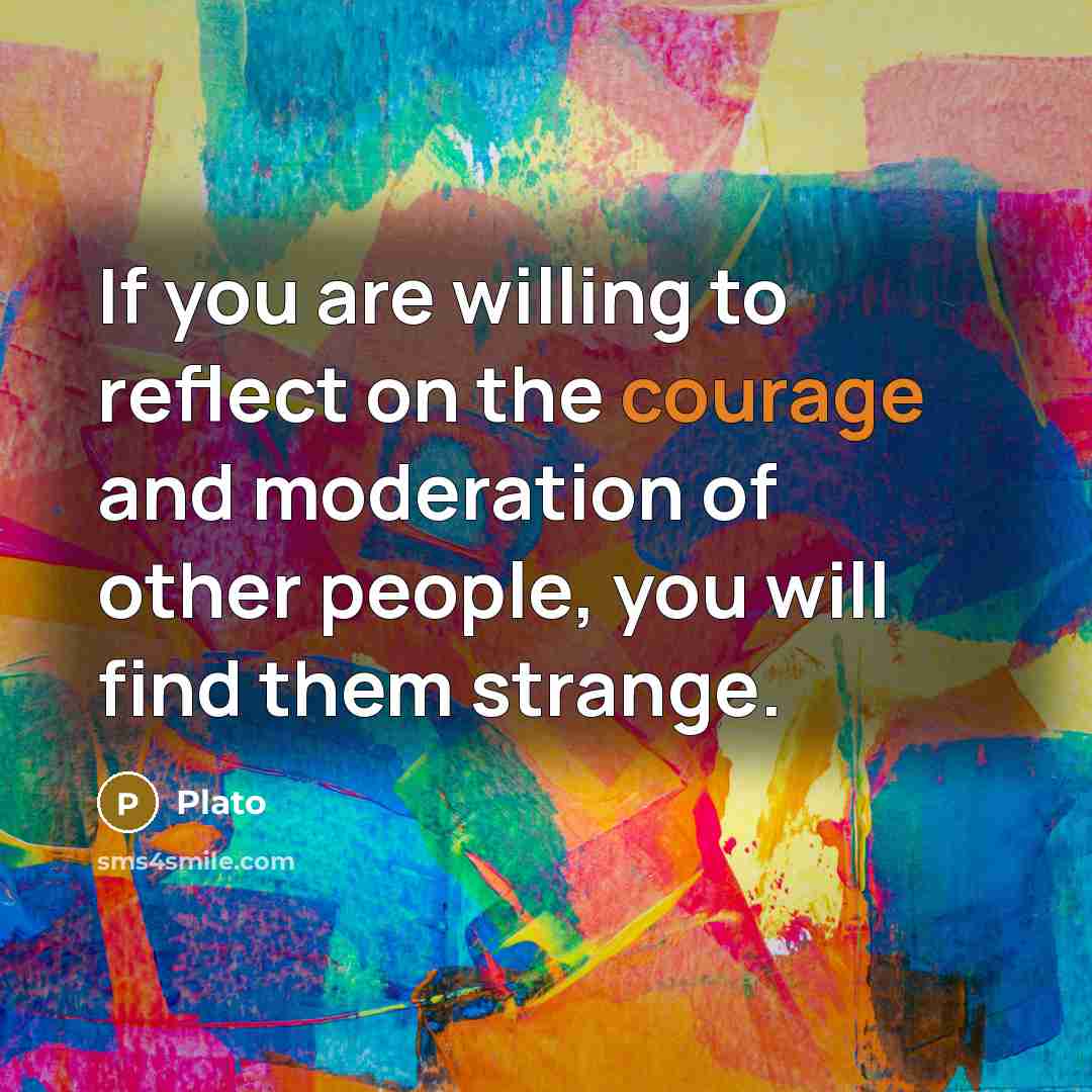 “If you are willing to reflect on the courage and moderation of other people, you will find them strange.” quote by Plato