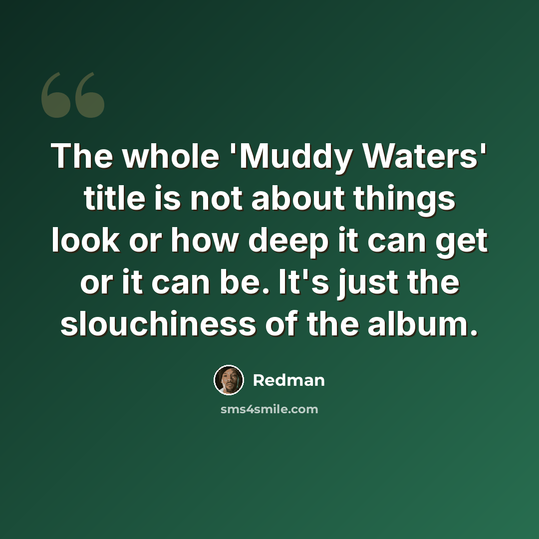 “The whole 'Muddy Waters' title is not about things look or how deep it can get or it can be. It's just the slouchiness of the album.” quote by Redman