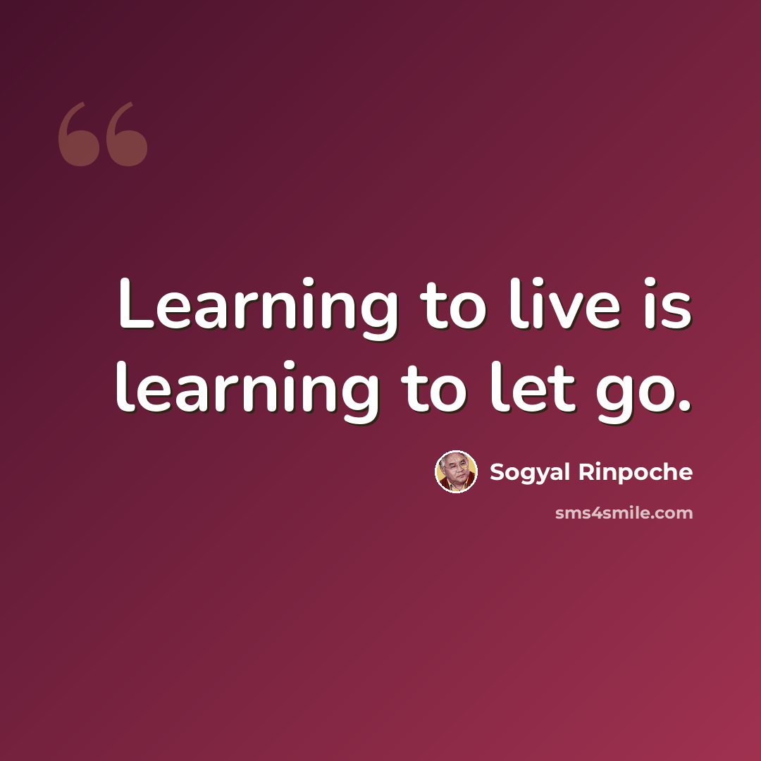 “Learning to live is learning to let go.” quote by Sogyal Rinpoche