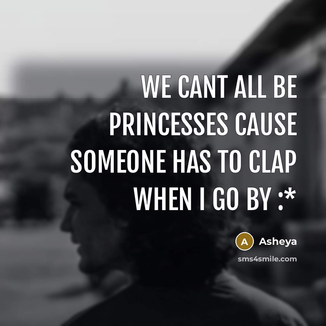 “WE CANT ALL BE PRINCESSES CAUSE SOMEONE HAS TO CLAP WHEN I GO BY :*” quote by Asheya