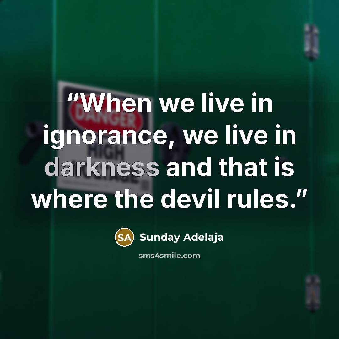 “When we live in ignorance, we live in darkness and that is where the devil rules.” quote by Sunday Adelaja