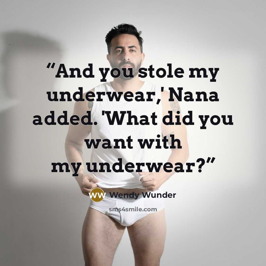 “And you stole my underwear,' Nana added. 'What did you want with my underwear?” quote by Wendy Wunder