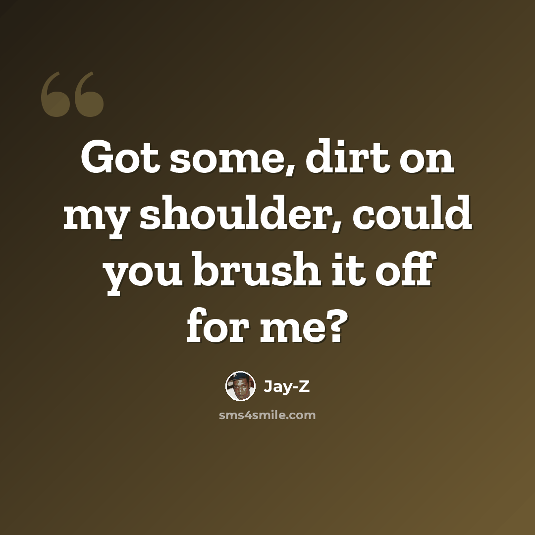 “Got some, dirt on my shoulder, could you brush it off for me?” quote by Jay-Z