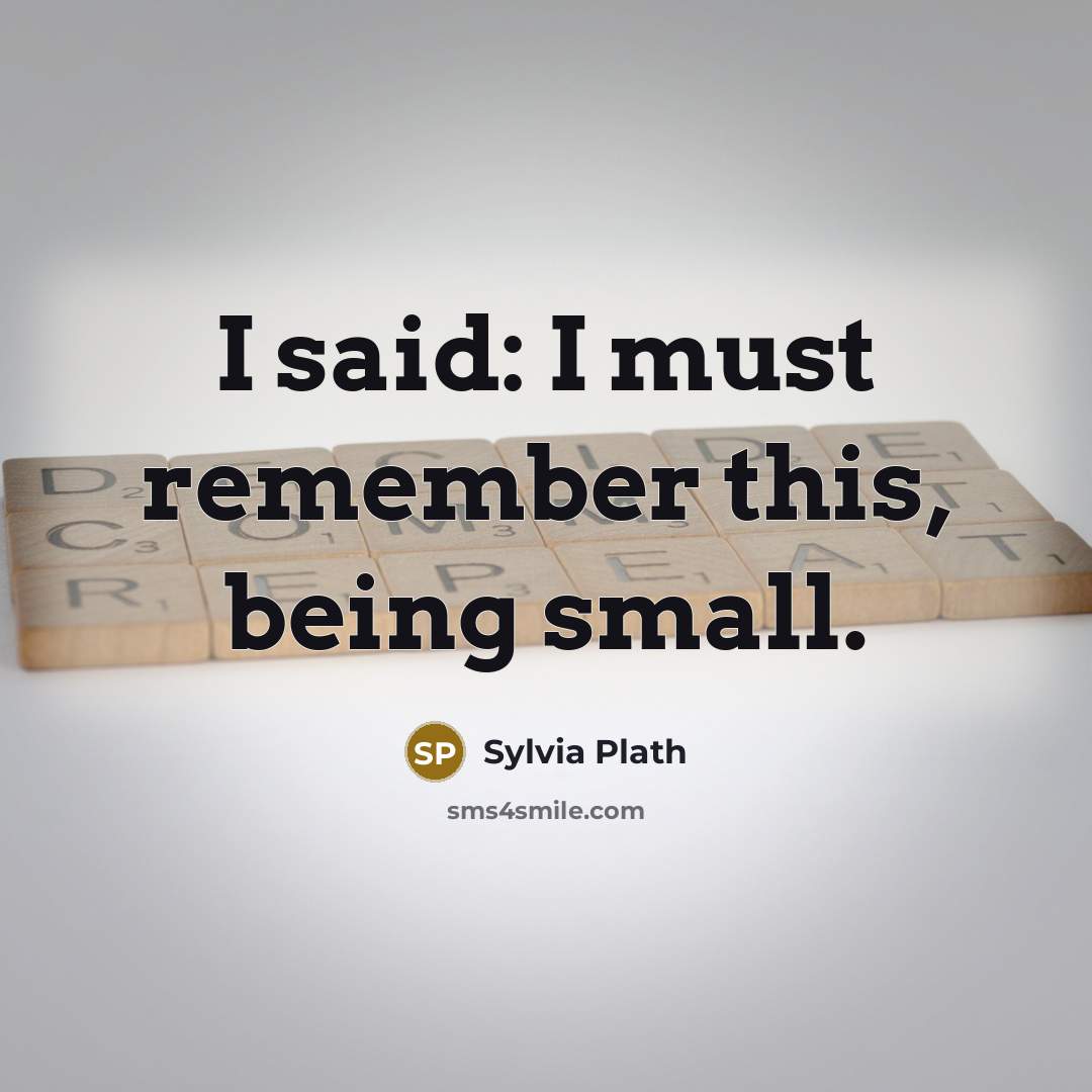 “I said: I must remember this, being small.” quote by Sylvia Plath
