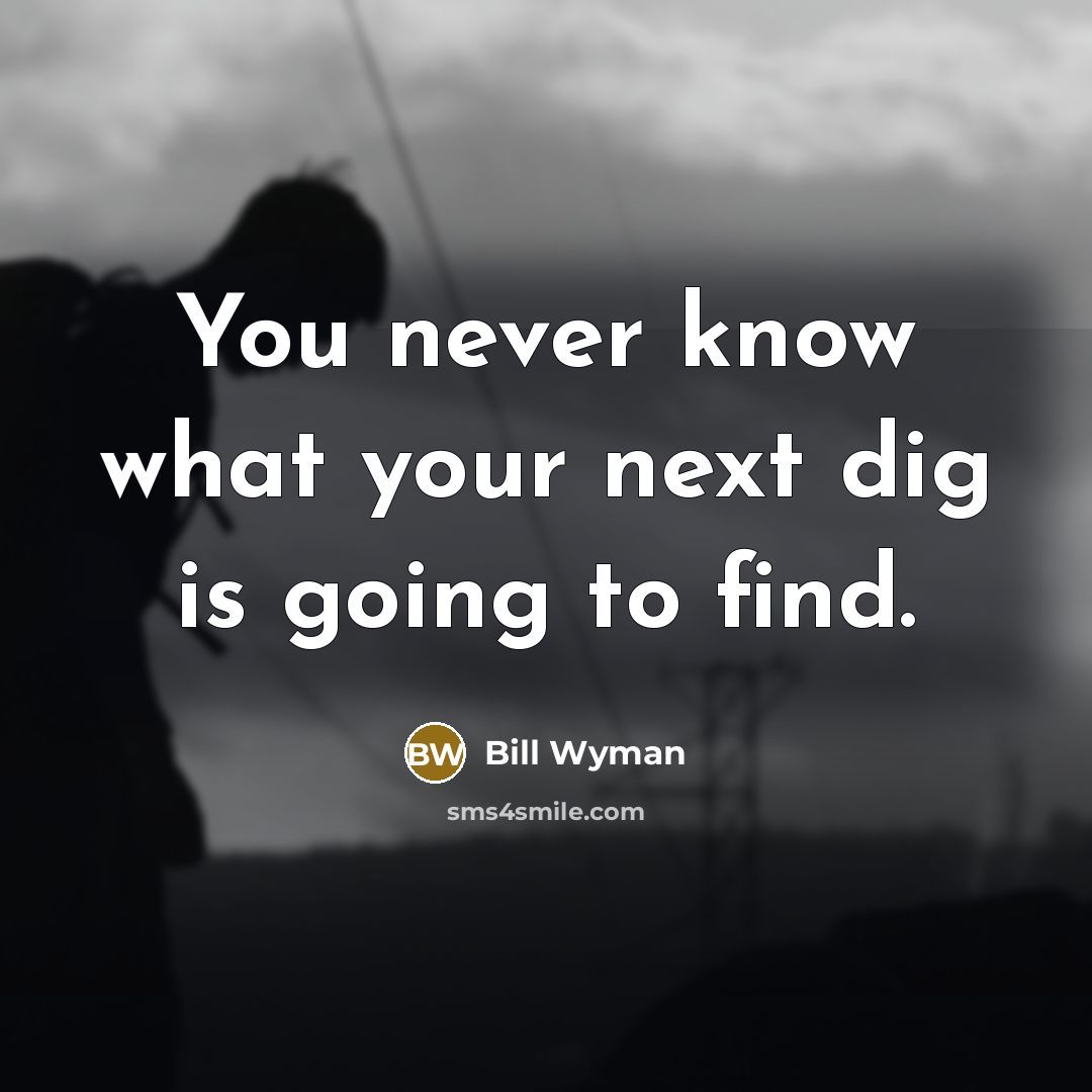 “You never know what your next dig is going to find.” quote by Bill Wyman