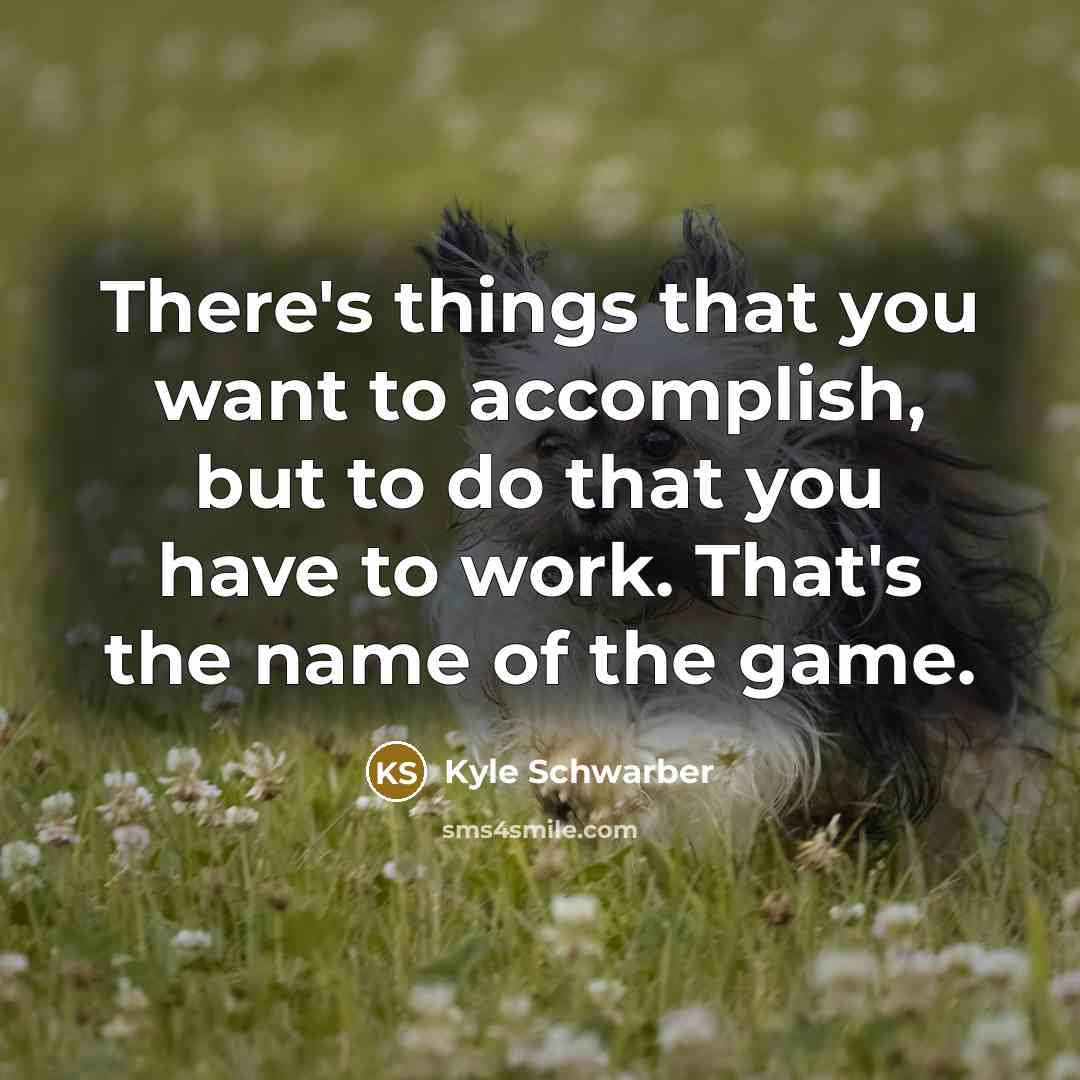 “There's things that you want to accomplish, but to do that you have to work. That's the name of the game.” quote by Kyle Schwarber