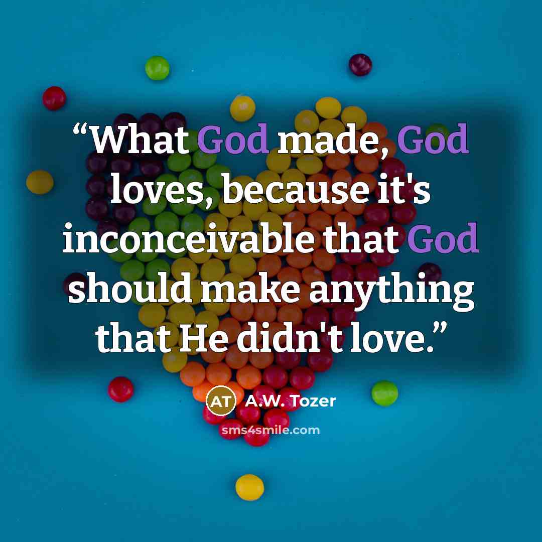 “What God made, God loves, because it's inconceivable that God should make anything that He didn't love.” quote by A.W. Tozer