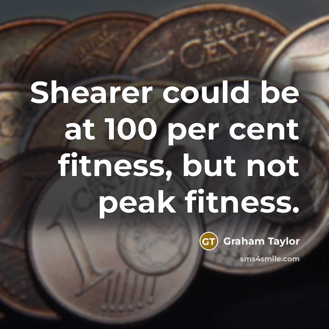 “Shearer could be at 100 per cent fitness, but not peak fitness.” quote by Graham Taylor