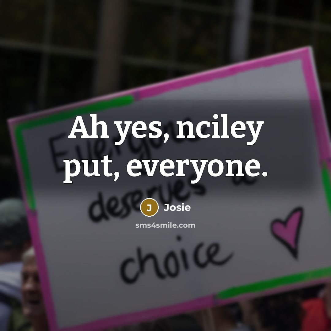 “Ah yes, nciley put, everyone.” quote by Josie