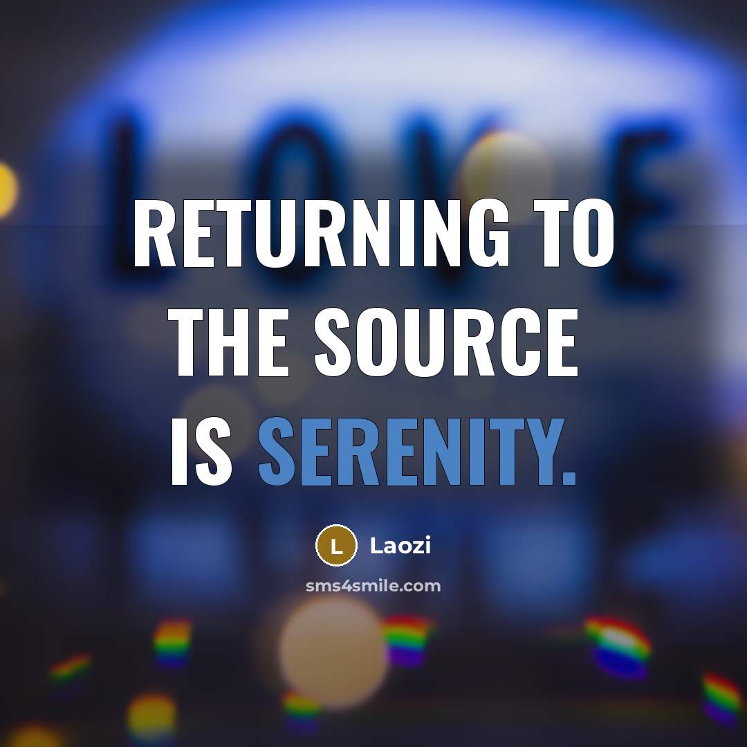 “Returning to the source is serenity.” quote by Laozi