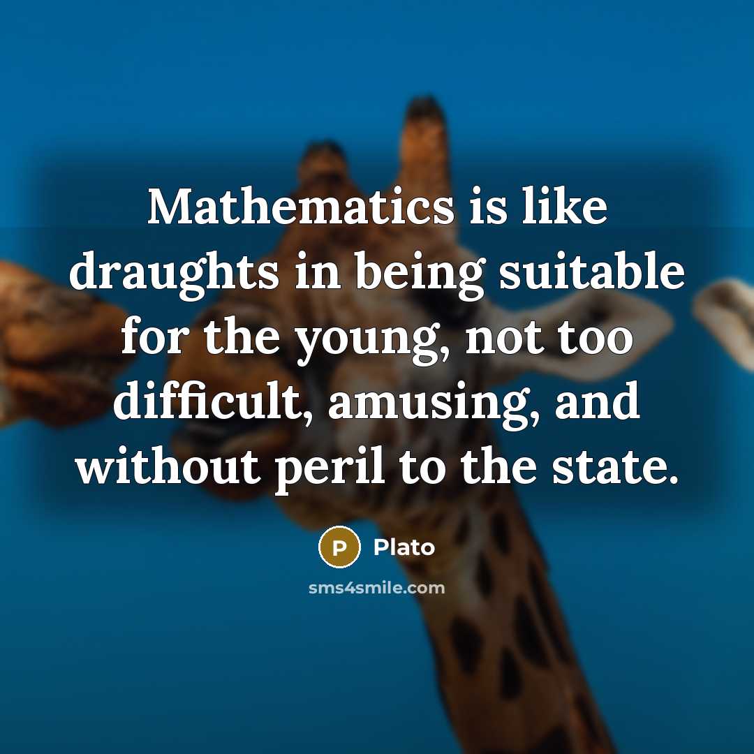 “Mathematics is like draughts in being suitable for the young, not too difficult, amusing, and without peril to the state.” quote by Plato