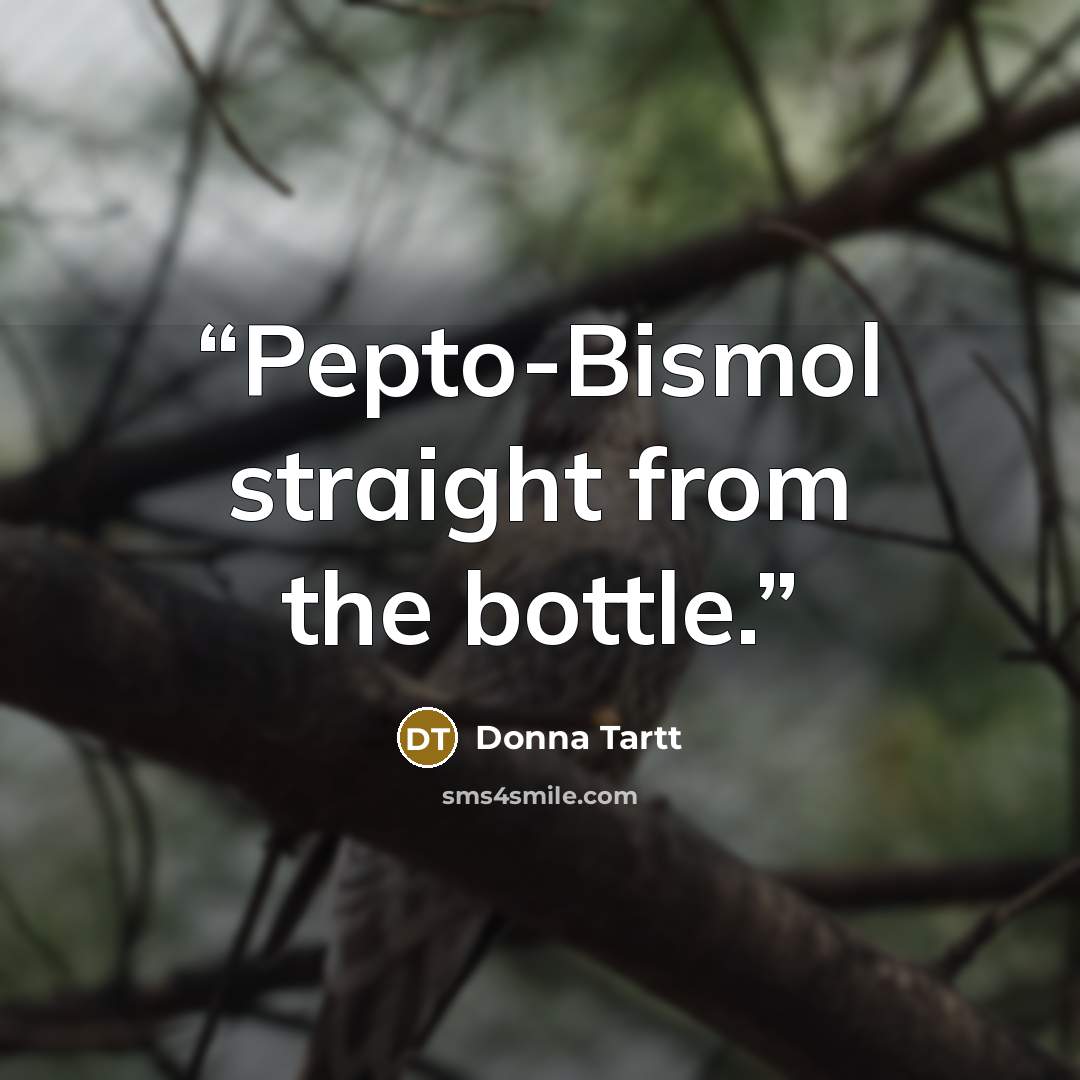 “Pepto-Bismol straight from the bottle.” quote by Donna Tartt