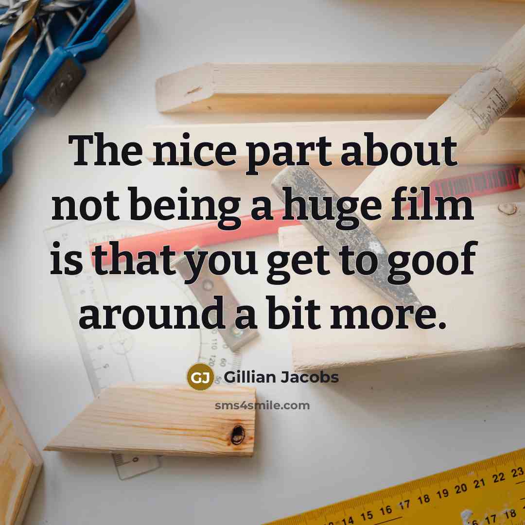 “The nice part about not being a huge film is that you get to goof around a bit more.” quote by Gillian Jacobs