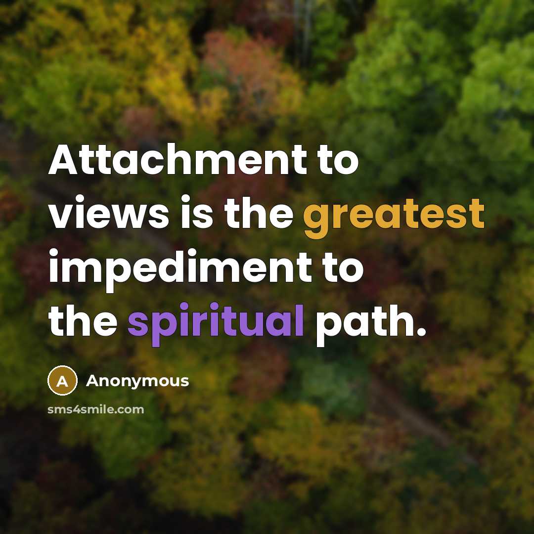 “Attachment to views is the greatest impediment to the spiritual path.” quote by Anonymous