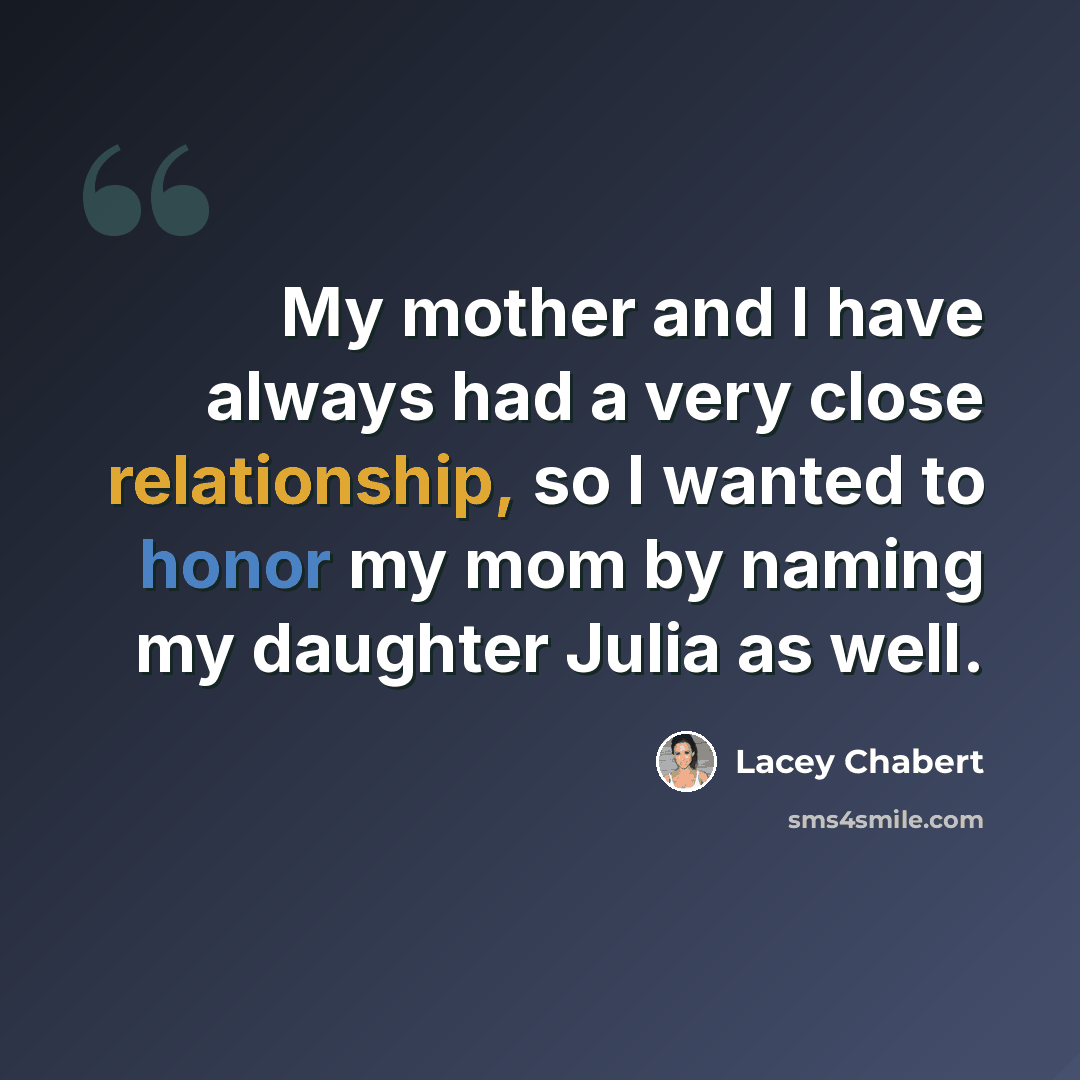 “My mother and I have always had a very close relationship, so I wanted to honor my mom by naming my daughter Julia as well.” quote by Lacey Chabert