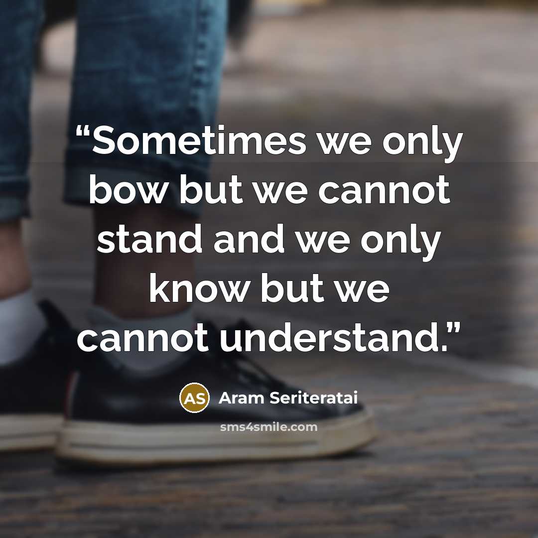 “Sometimes we only bow but we cannot stand and we only know but we cannot understand.” quote by Aram Seriteratai