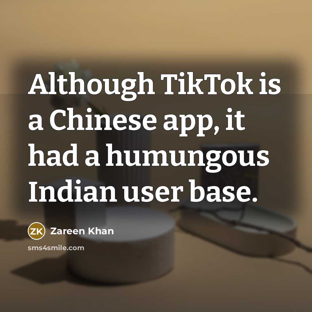 “Although TikTok is a Chinese app, it had a humungous Indian user base.” quote by Zareen Khan