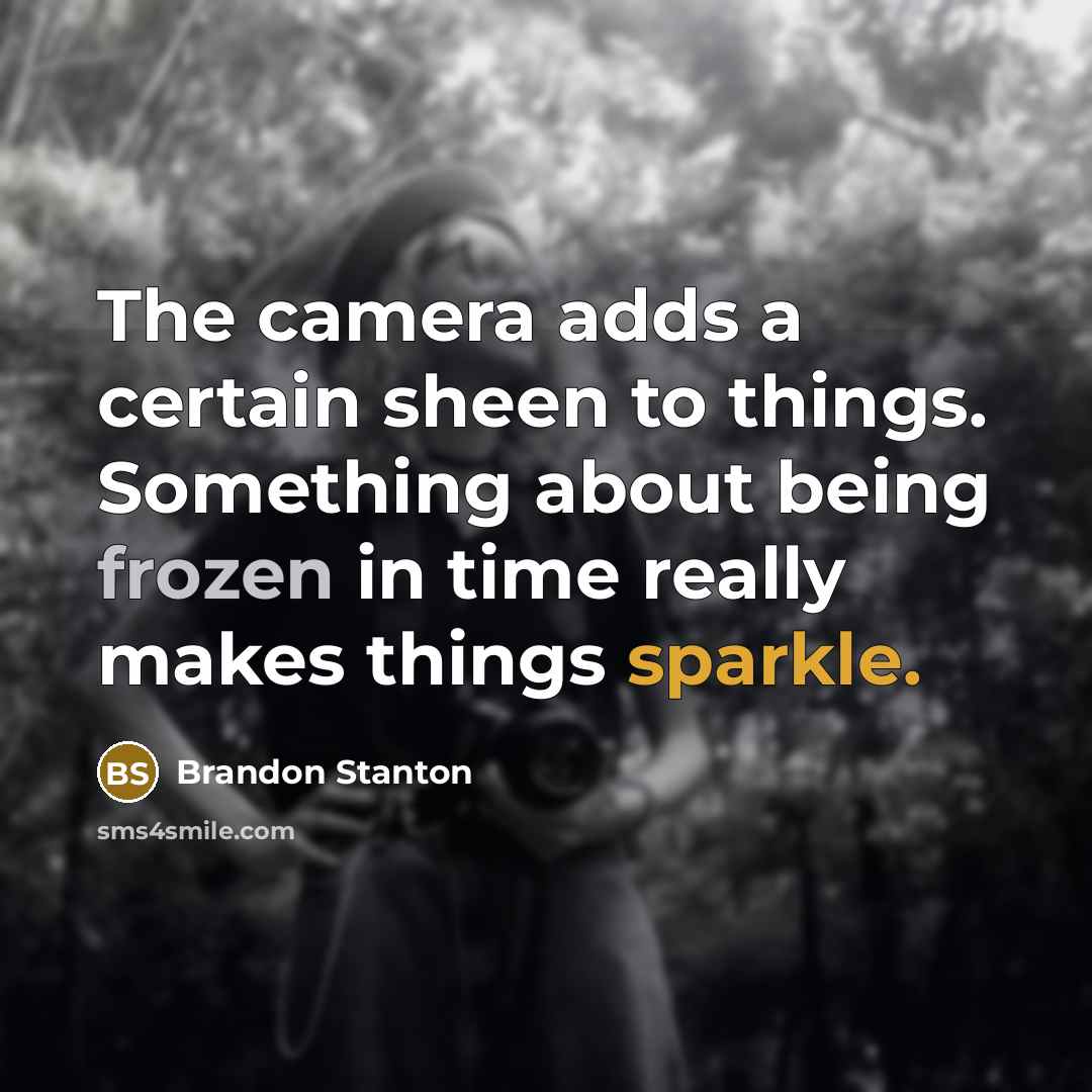 “The camera adds a certain sheen to things. Something about being frozen in time really makes things sparkle.” quote by Brandon Stanton