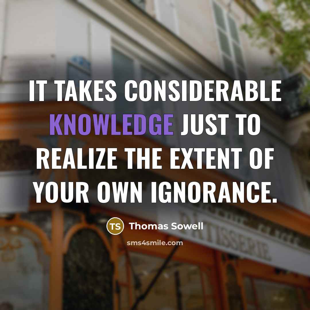 “It takes considerable knowledge just to realize the extent of your own ignorance.” quote by Thomas Sowell