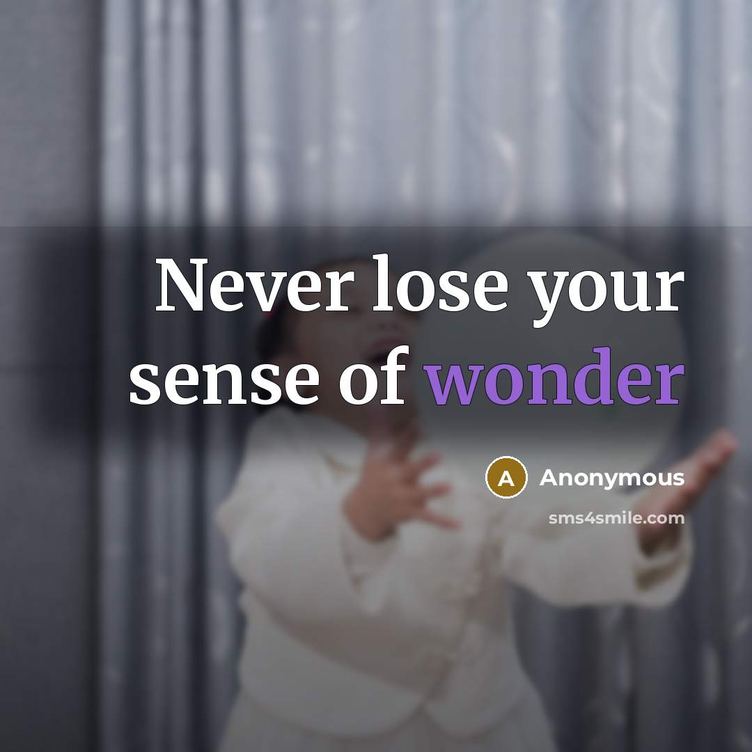 “Never lose your sense of wonder” quote by Anonymous