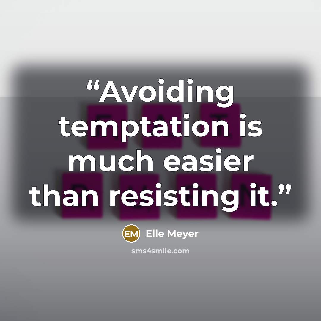 “Avoiding temptation is much easier than resisting it.” quote by Elle Meyer