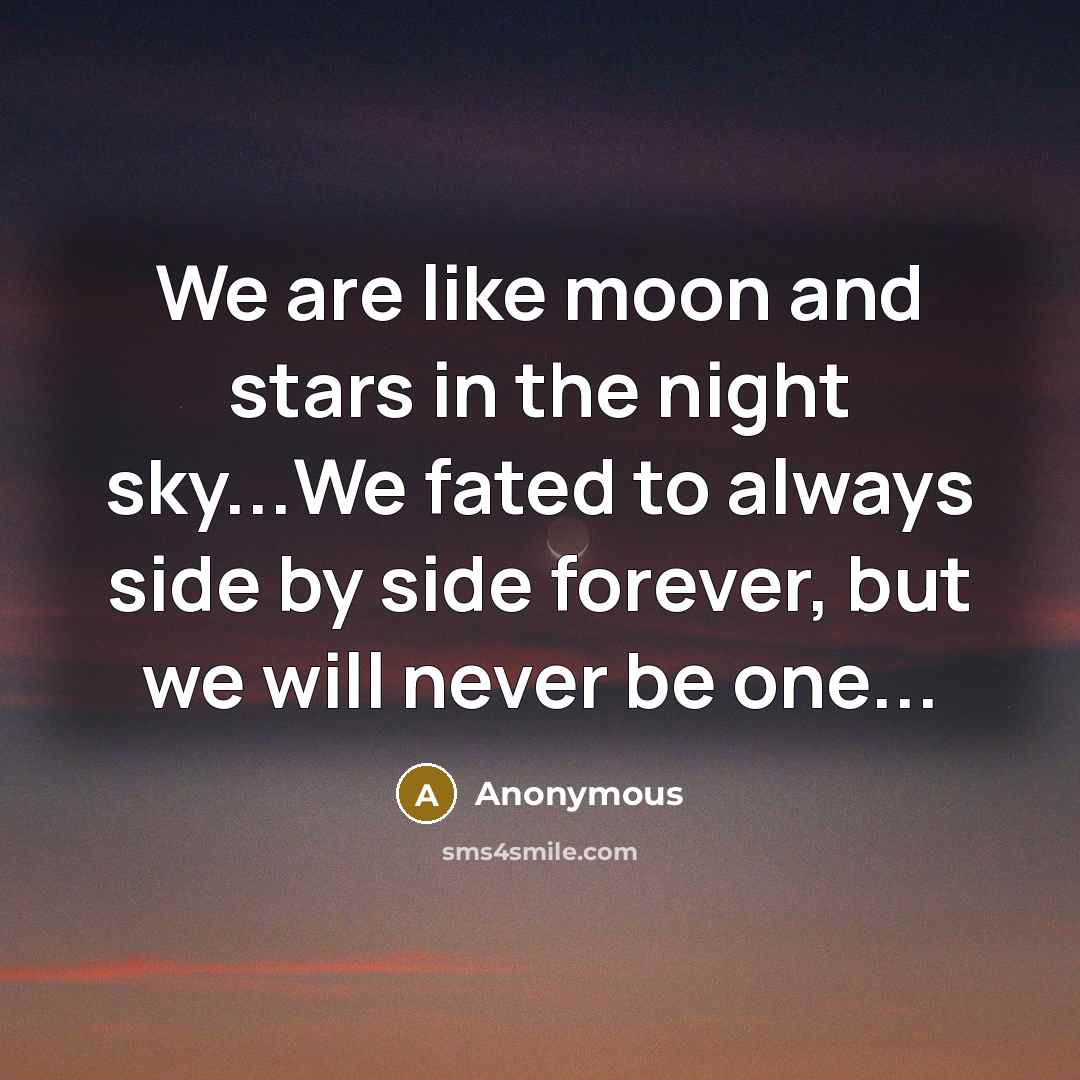 “We are like moon and stars in the night sky...We fated to always side by side forever, but we will never be one...” quote by Anonymous