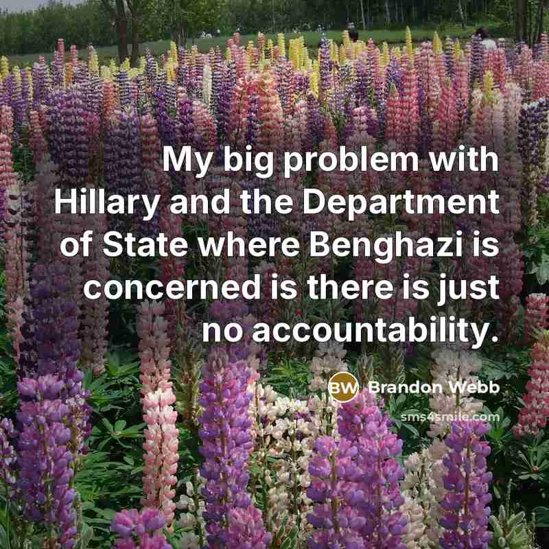 “My big problem with Hillary and the Department of State where Benghazi is concerned is there is just no accountability.” quote by Brandon Webb