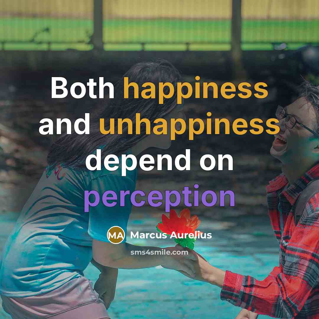 “Both happiness and unhappiness depend on perception” quote by Marcus Aurelius