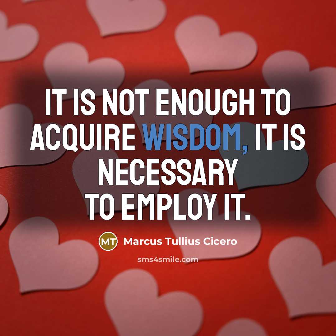 “It is not enough to acquire wisdom, it is necessary to employ it.” quote by Marcus Tullius Cicero