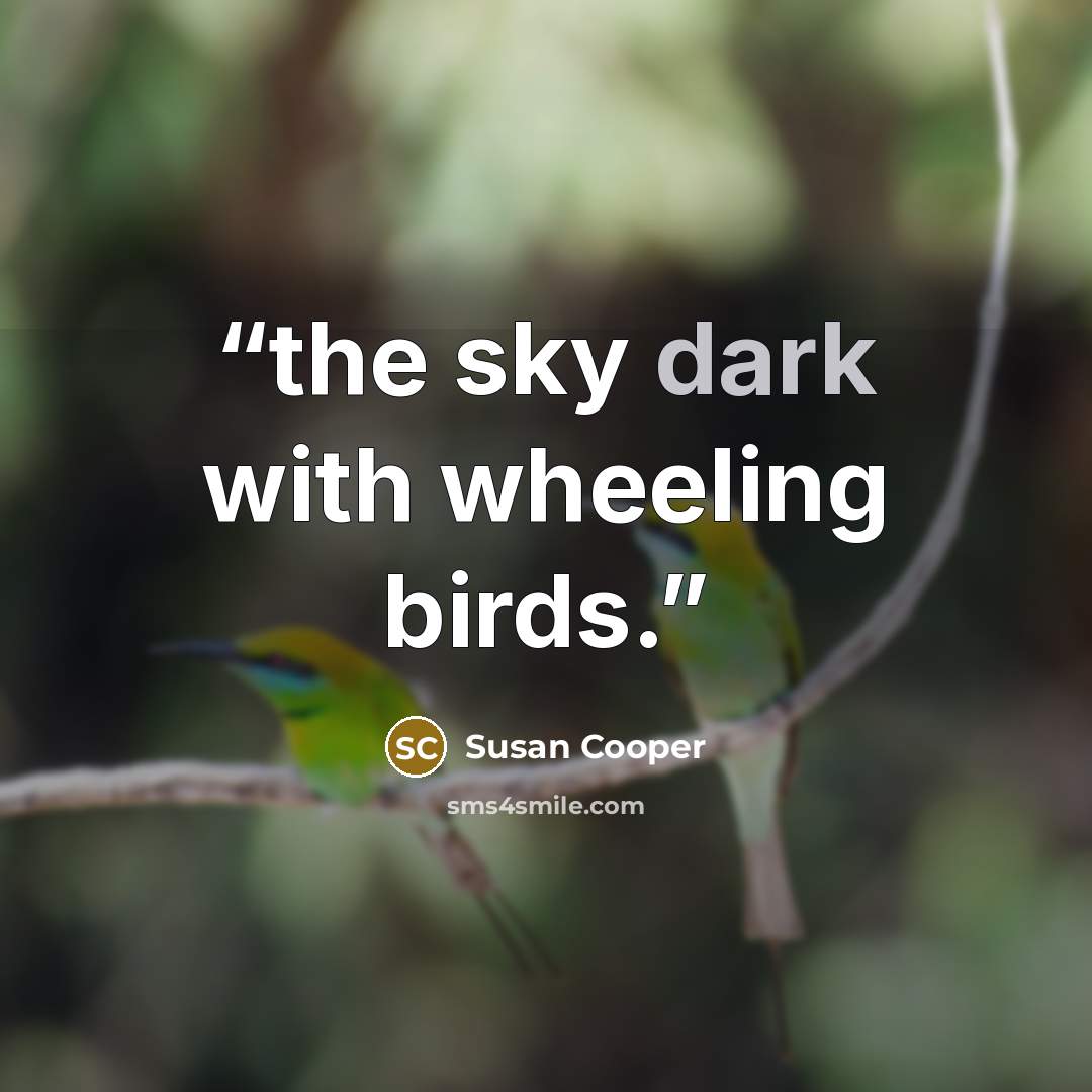“the sky dark with wheeling birds.” quote by Susan Cooper